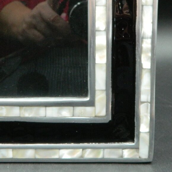 Julia Knight Silver & Black Frame with Mother of Pearl Inlay for 5" x 7" photo - Picture 4 of 9